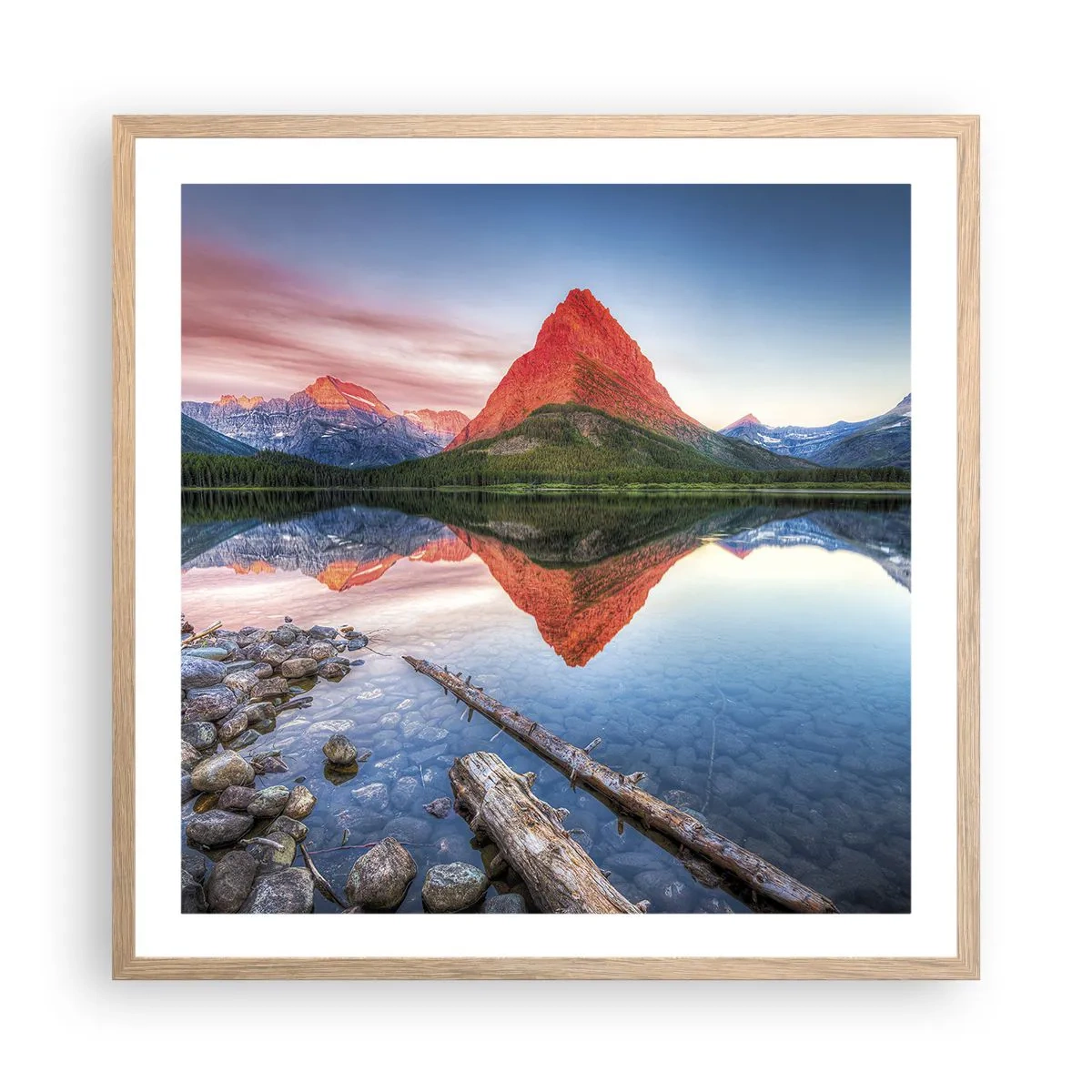 Plakat i ramme af lyst egetræ - Varme og kulde - 60x60 cm
