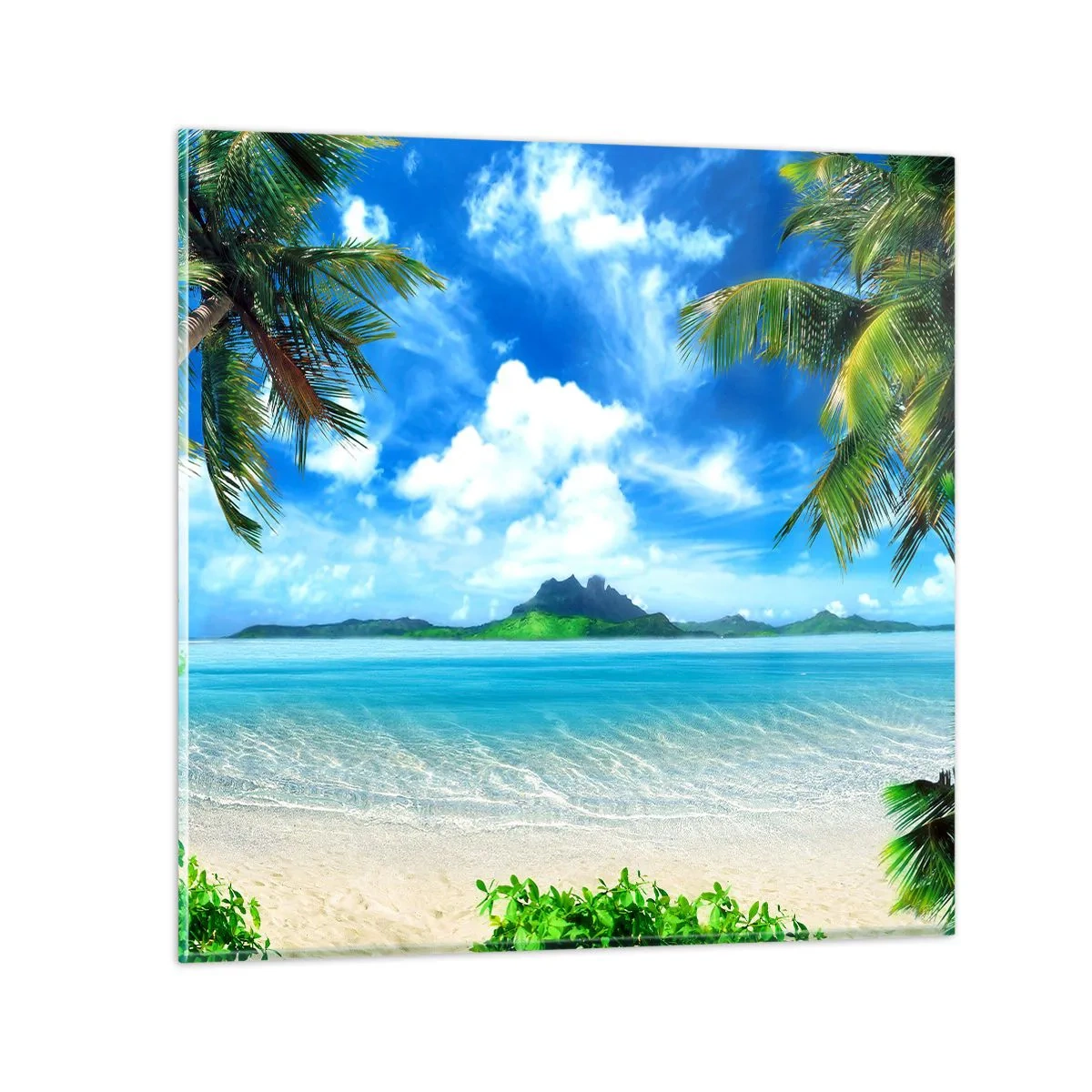 Billede på glas - Azur i troperne - 40x40 cm