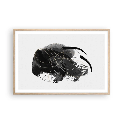 Plakat i ramme af lyst egetræ - Kom frem fra det sorte - 91x61 cm