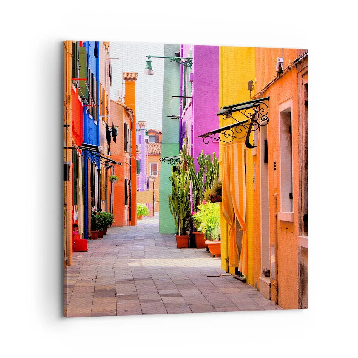 Lærredstryk - Billede på lærred - Regnbue gyde - 60x60 cm