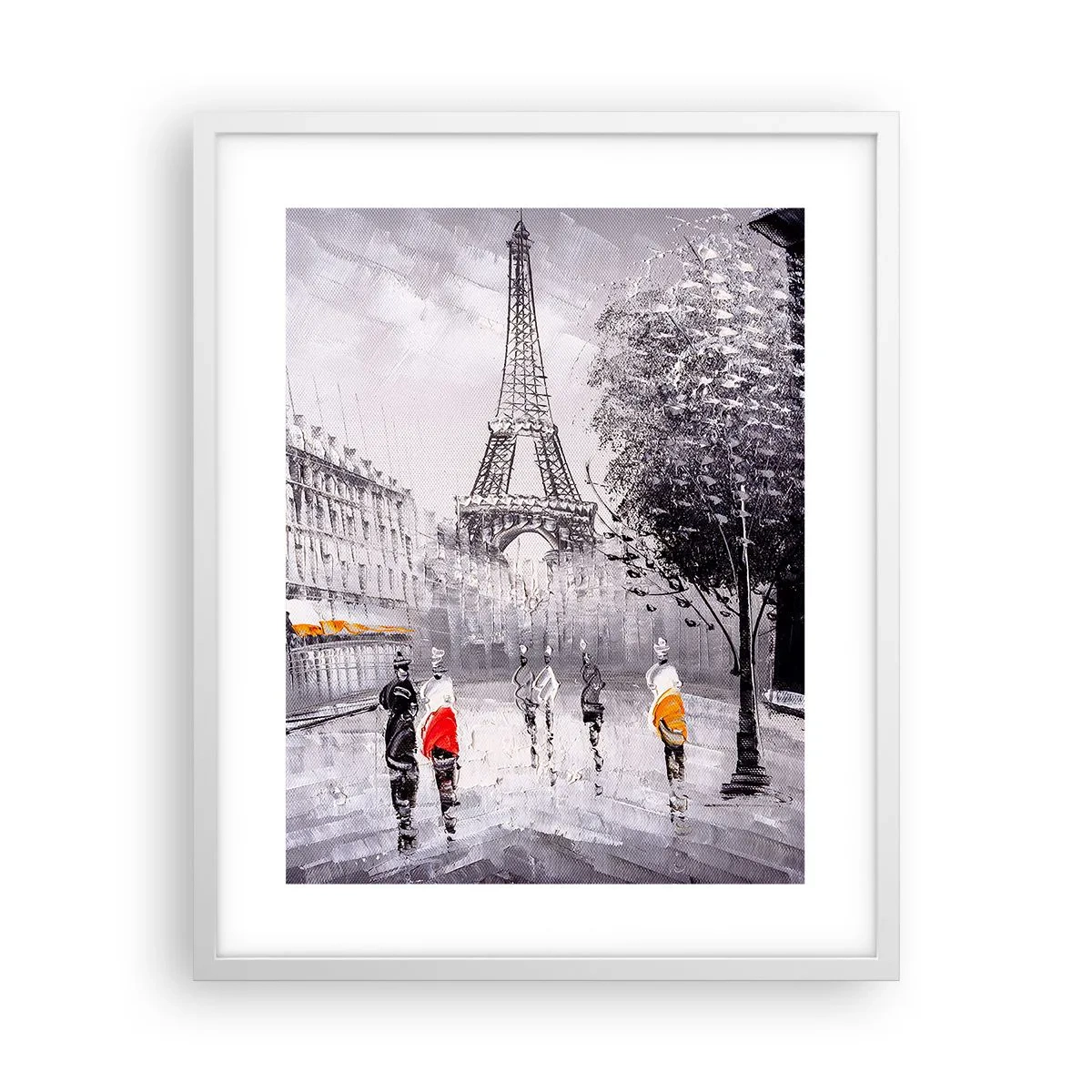 Plakat i hvid ramme - En parisisk spadseretur - 40x50 cm