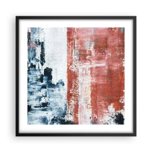 Plakat i sort ramme - Abstrakt halvt og halvt - 50x50 cm