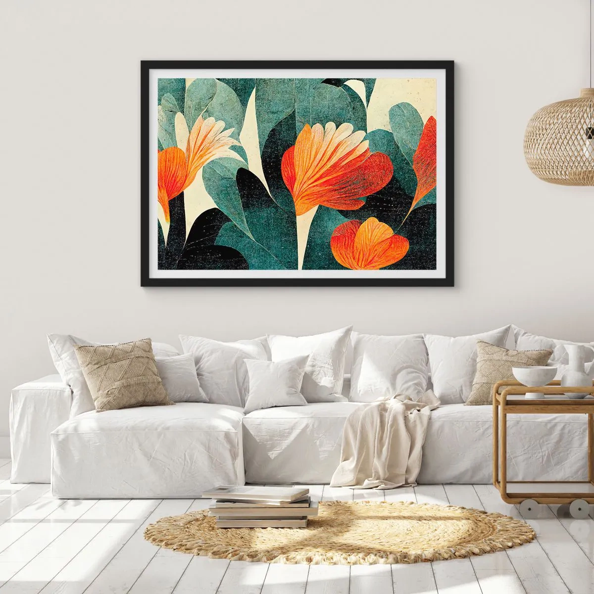 Plakat i sort ramme - Varmen fra troperne og køligheden fra det grønne - 91x61 cm