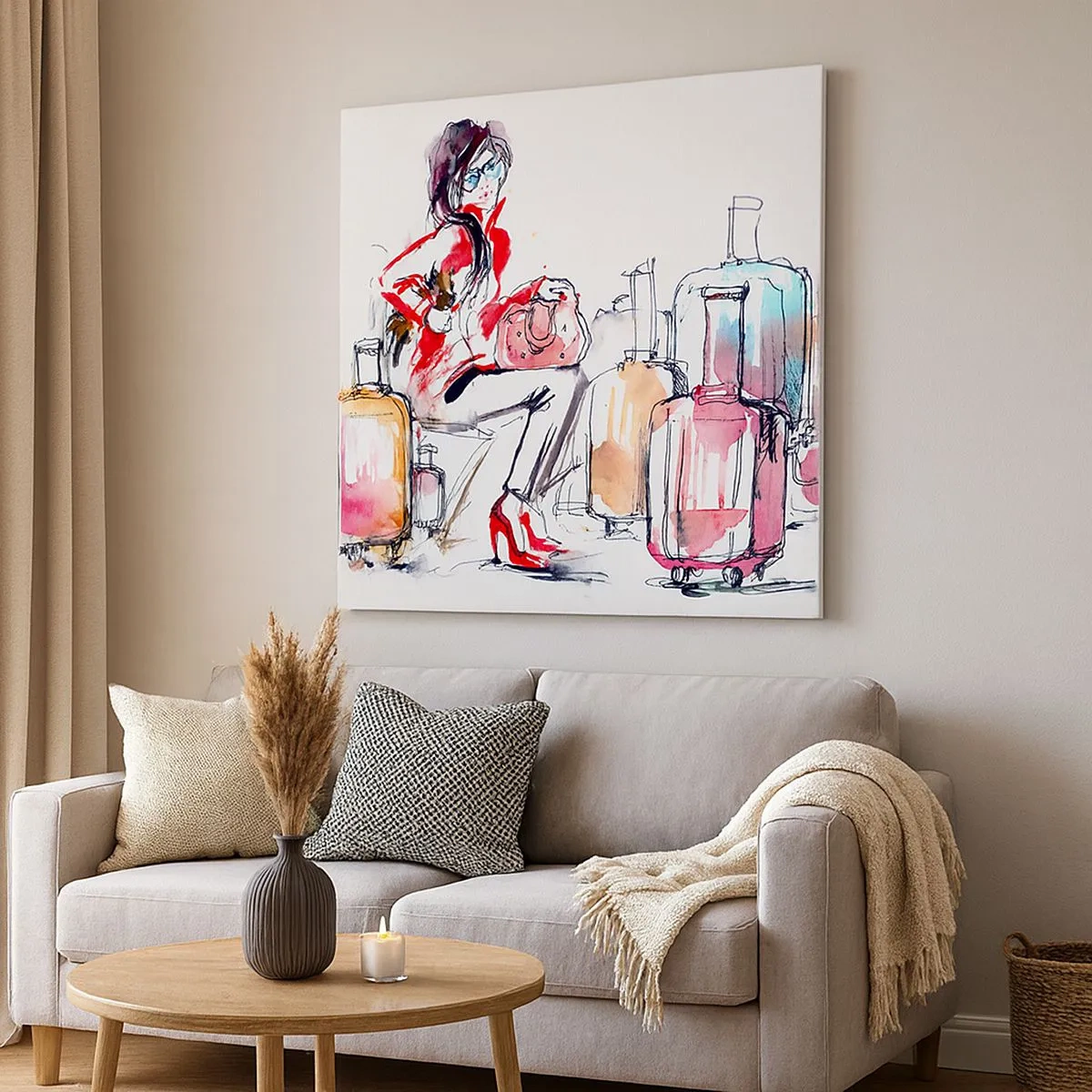 Lærredstryk - Billede på lærred - Lad os sætte os ned, inden vi rejser - 30x30 cm