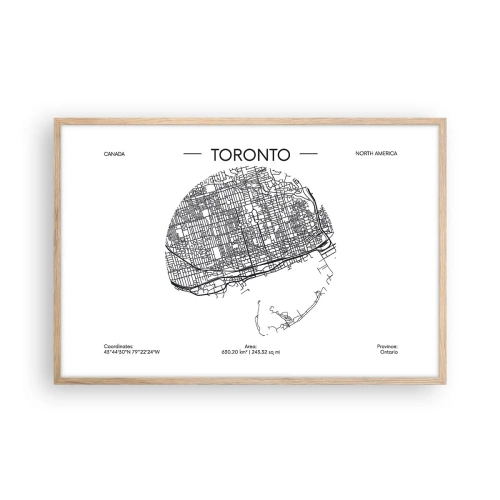 Plakat i ramme af lyst egetræ - Anatomi af Toronto - 91x61 cm