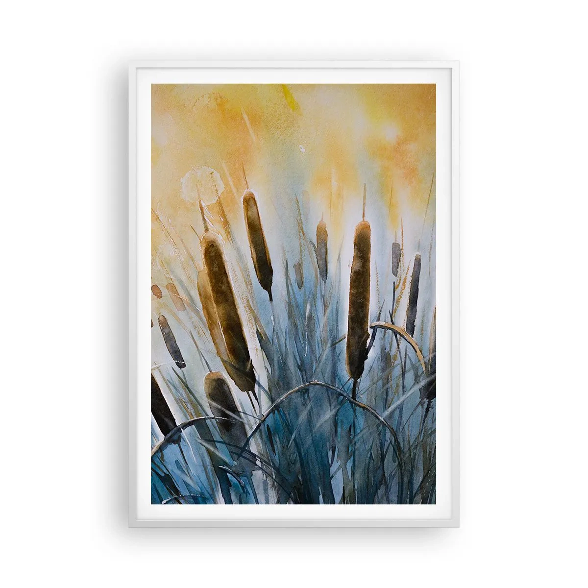 Plakat i hvid ramme - Vandets kulde, solens varme - 70x100 cm