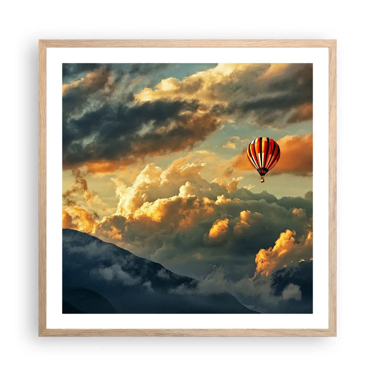 Plakat i ramme af lyst egetræ - Jeg går, fordi jeg vil - 60x60 cm