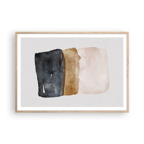 Plakat i ramme af lyst egetræ - Sammensætning af jordfarver - 100x70 cm
