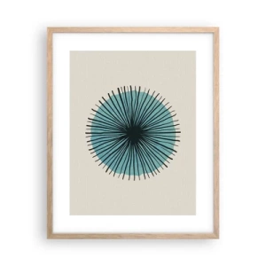 Plakat i ramme af lyst egetræ - Strålende på blå - 40x50 cm