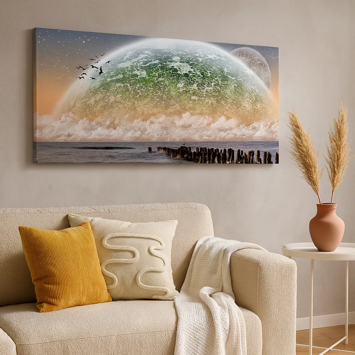 Lærredstryk - Billede på lærred - Og verden kom op af vandet - 30x30 cm