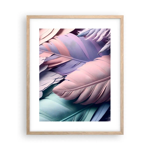 Plakat i ramme af lyst egetræ - Chik fugl - 40x50 cm