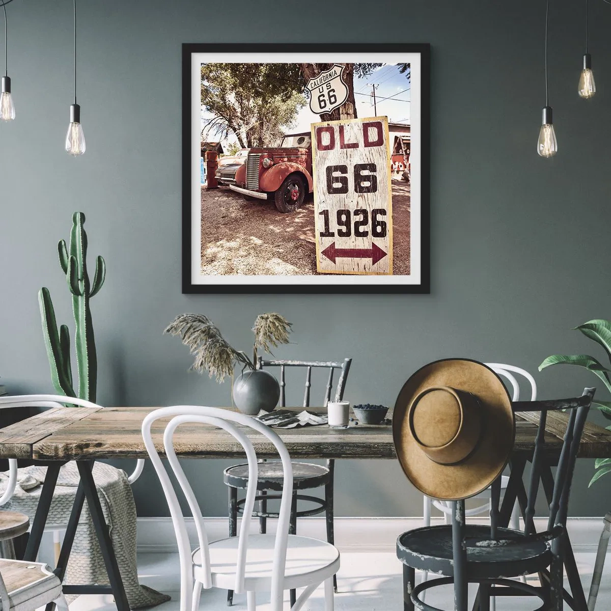 Plakat i sort ramme - En legende om det amerikanske landskab - 50x50 cm