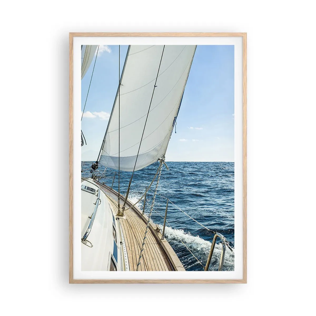 Plakat i ramme af lyst egetræ - Ahoj , eventyr - 70x100 cm