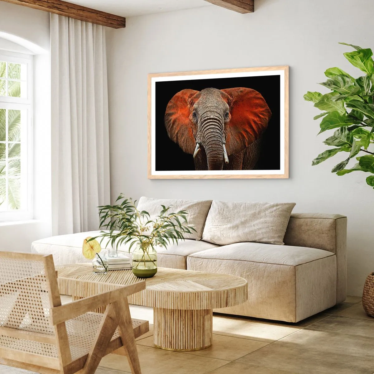 Plakat i ramme af lyst egetræ - Jeg er vild, er du? - 91x61 cm