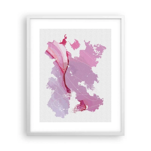 Plakat i hvid ramme - Kort over en lyserød verden - 40x50 cm
