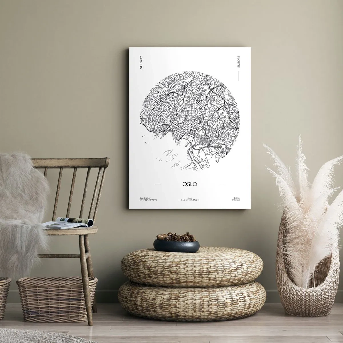 Lærredstryk - Billede på lærred - Anatomi af Oslo - 70x100 cm