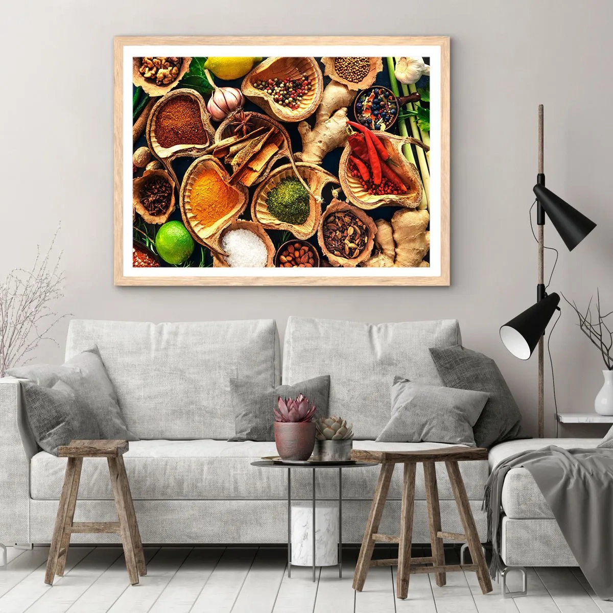 Plakat i ramme af lyst egetræ - Tag, hvad du vil have - 100x70 cm