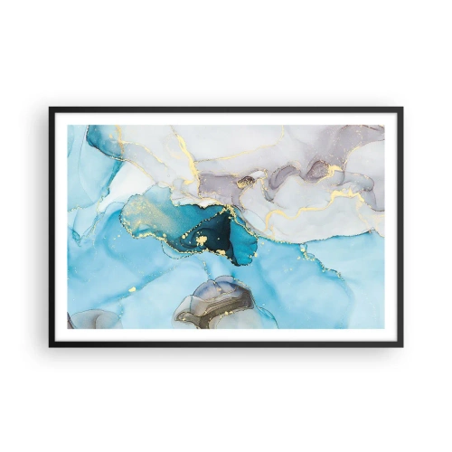 Plakat i sort ramme - En undersøgelse af mødet mellem grå og turkis - 91x61 cm