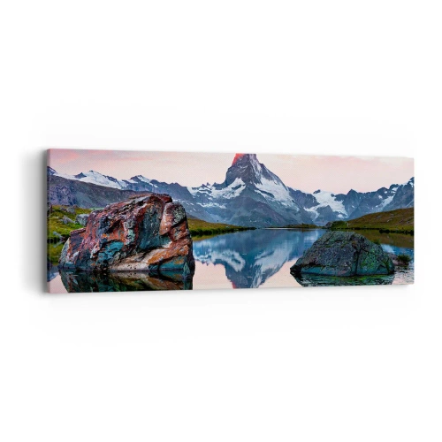 Lærredstryk - Billede på lærred - Bjergenes hjerte er varmt - 90x30 cm
