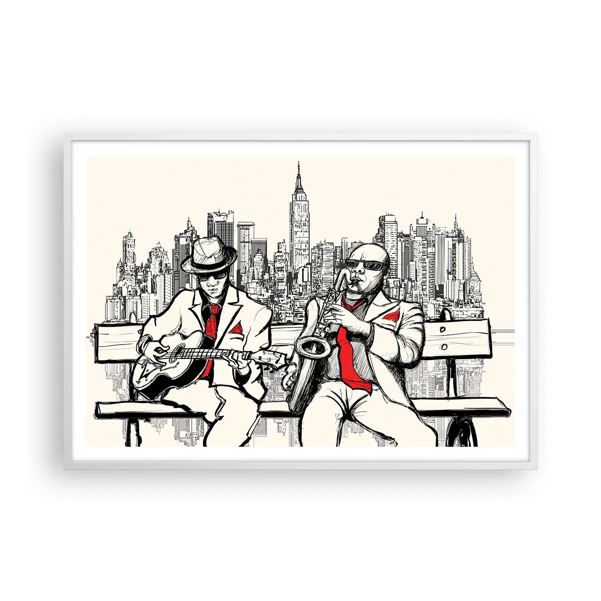 Plakat i hvid ramme - New York improvisation - 100x70 cm