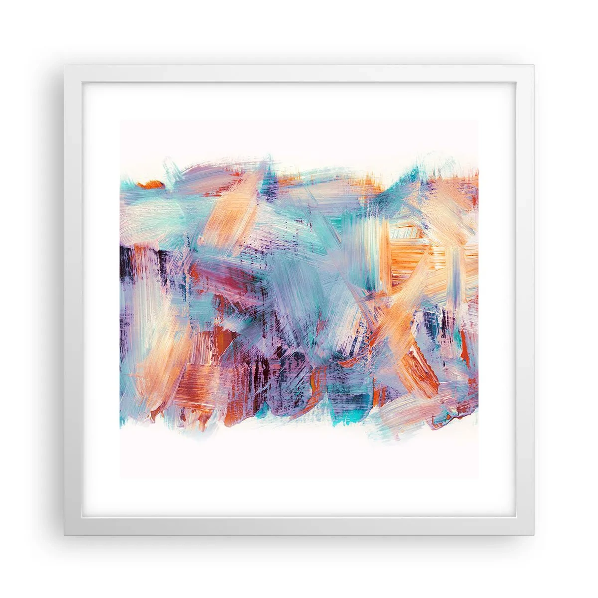 Plakat i hvid ramme - Farverigt rod - 40x40 cm