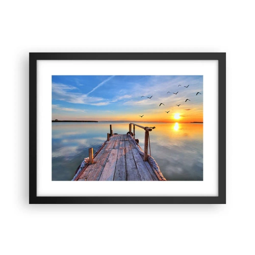 Plakat i sort ramme - Går fremad mod solen - 40x30 cm