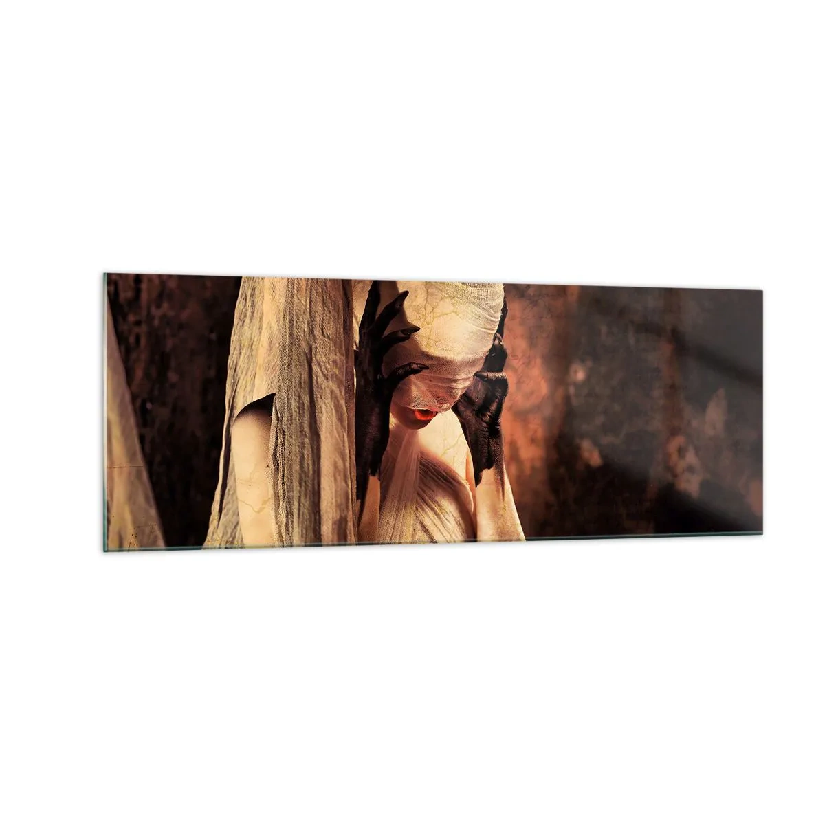 Billede på glas - Mellem godt og ondt - 140x50 cm