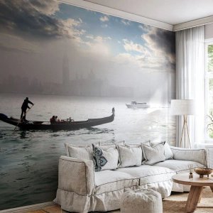 Fototapet Selvklæbende Deluxe Sticker - En fabelagtig by af vand og tåge - Landskab, By, Venedig - 200x140 cm