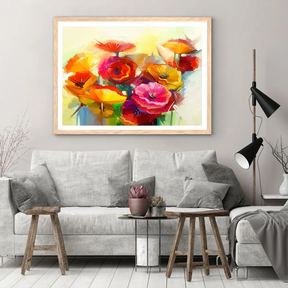 Plakat i ramme af lyst egetræ - Ikke kun rødt - 70x50 cm