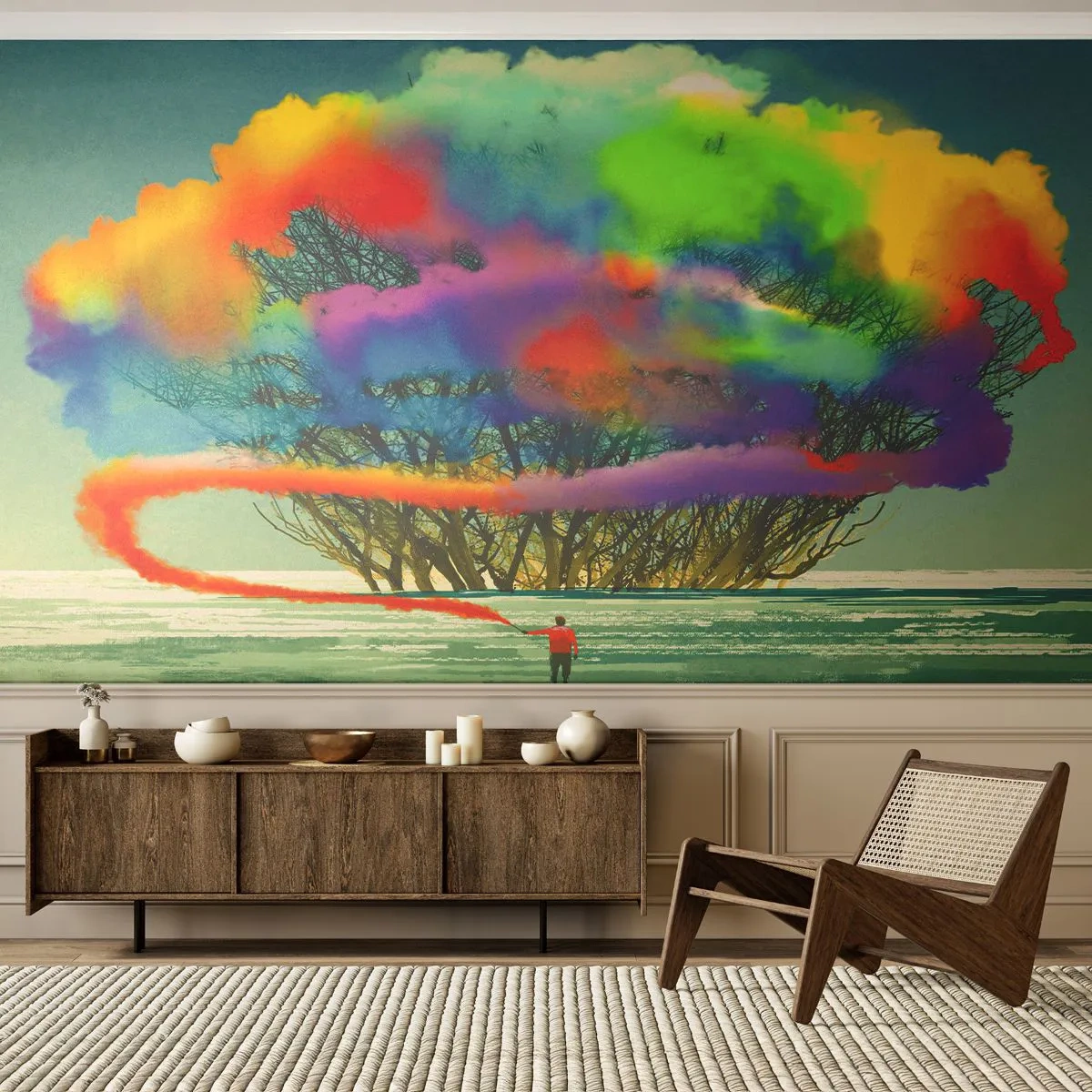 Fototapet Premium Sand - Giv liv til denne verden - Abstraktion, Mand, Moderne mønster - 100x70 cm