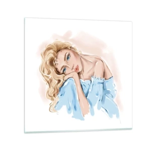 Billede på glas - Drømmende i blåt - 60x60 cm