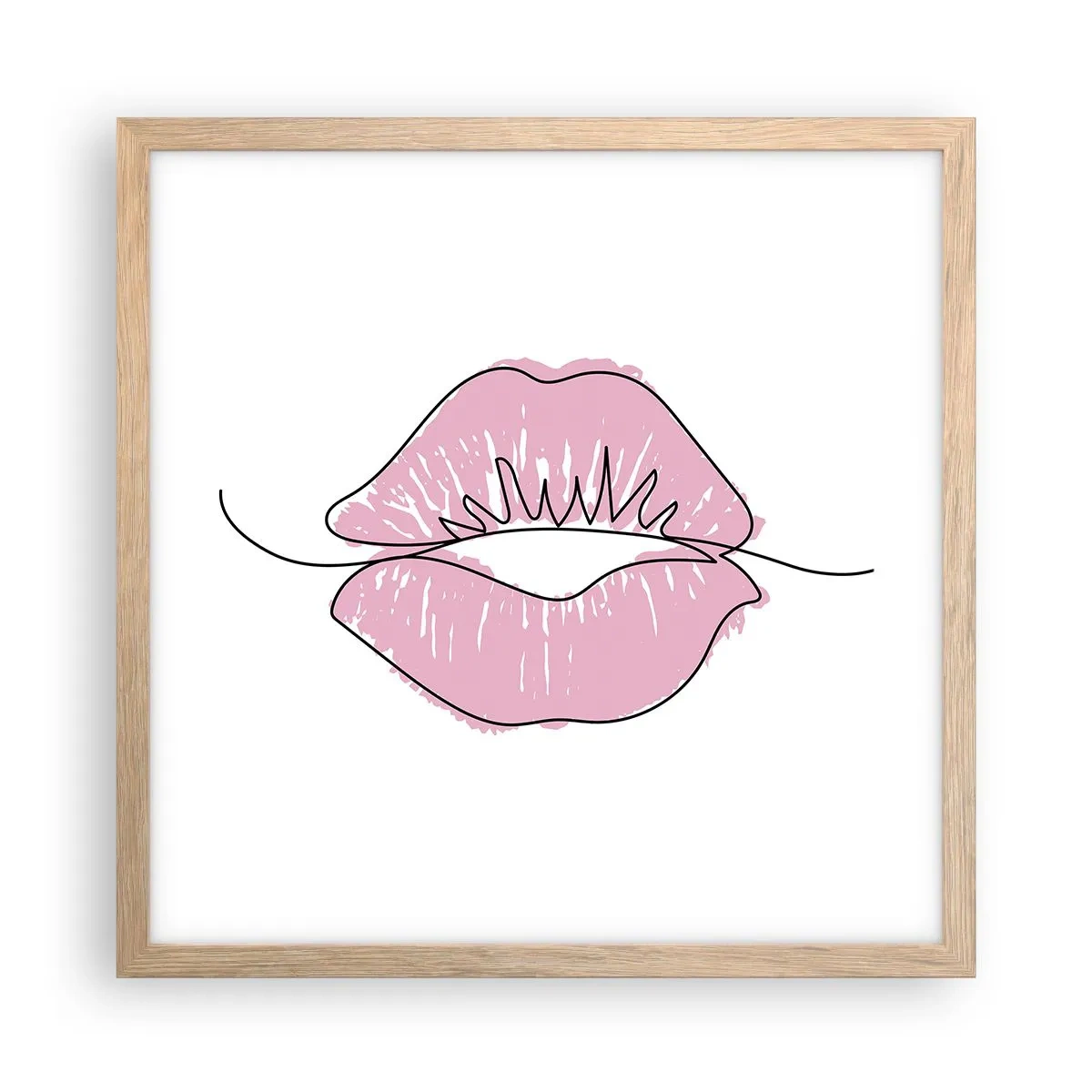 Plakat i ramme af lyst egetræ - Klar til at kysse? - 40x40 cm