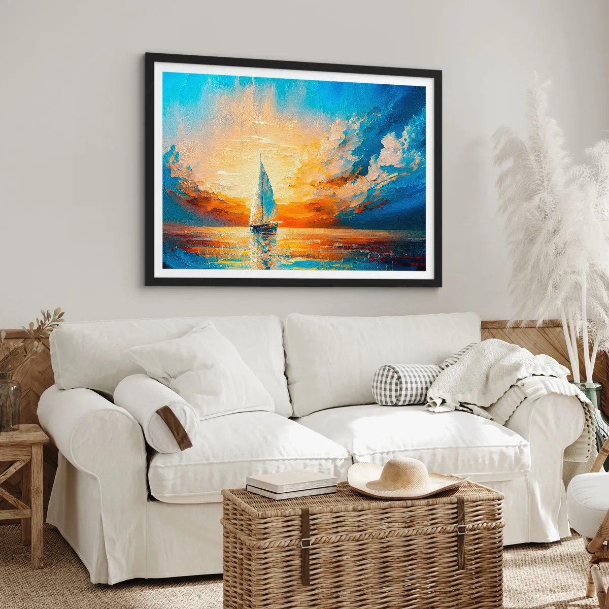 Plakat i sort ramme - Sejler i guld - 70x50 cm