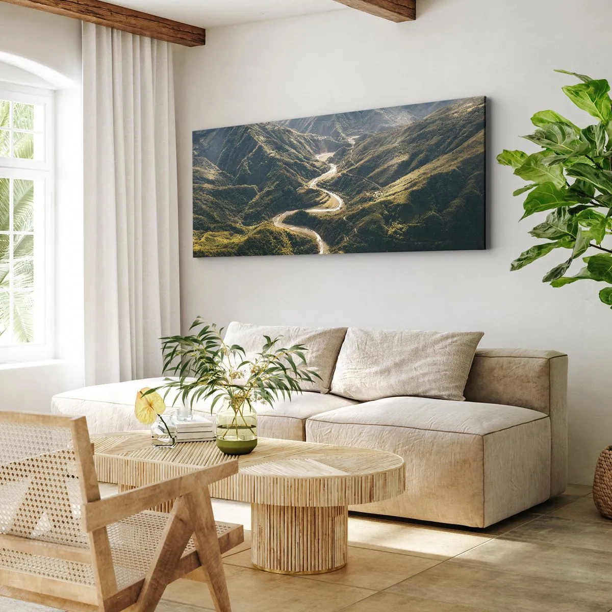 Lærredstryk - Billede på lærred - Direkte fra hjertet af bjergene - 120x50 cm