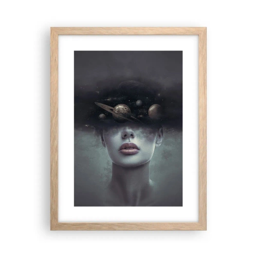 Plakat i ramme af lyst egetræ - Og planeterne er ved at gå amok... - 30x40 cm
