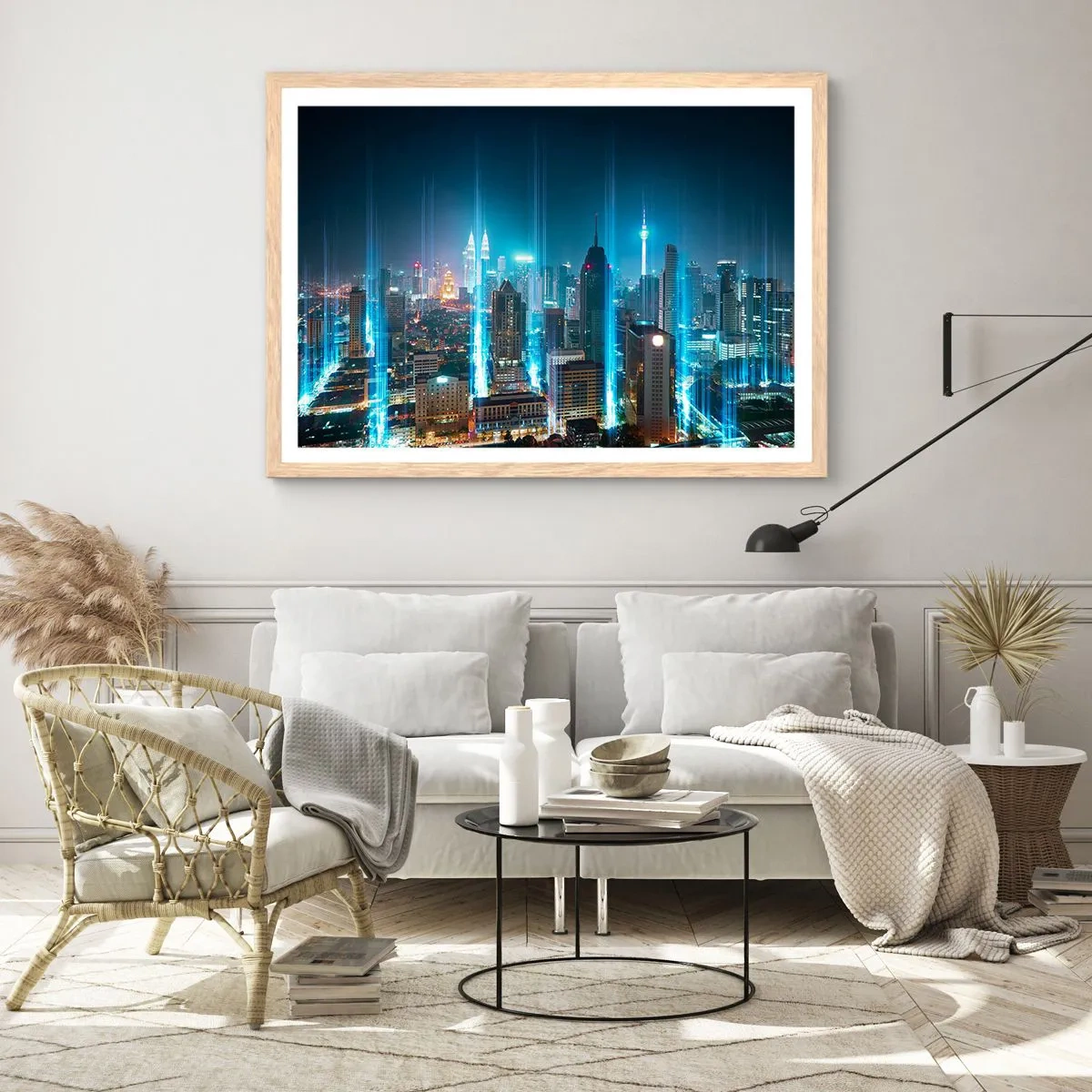 Plakat i ramme af lyst egetræ - Berlin til himlen - 50x40 cm