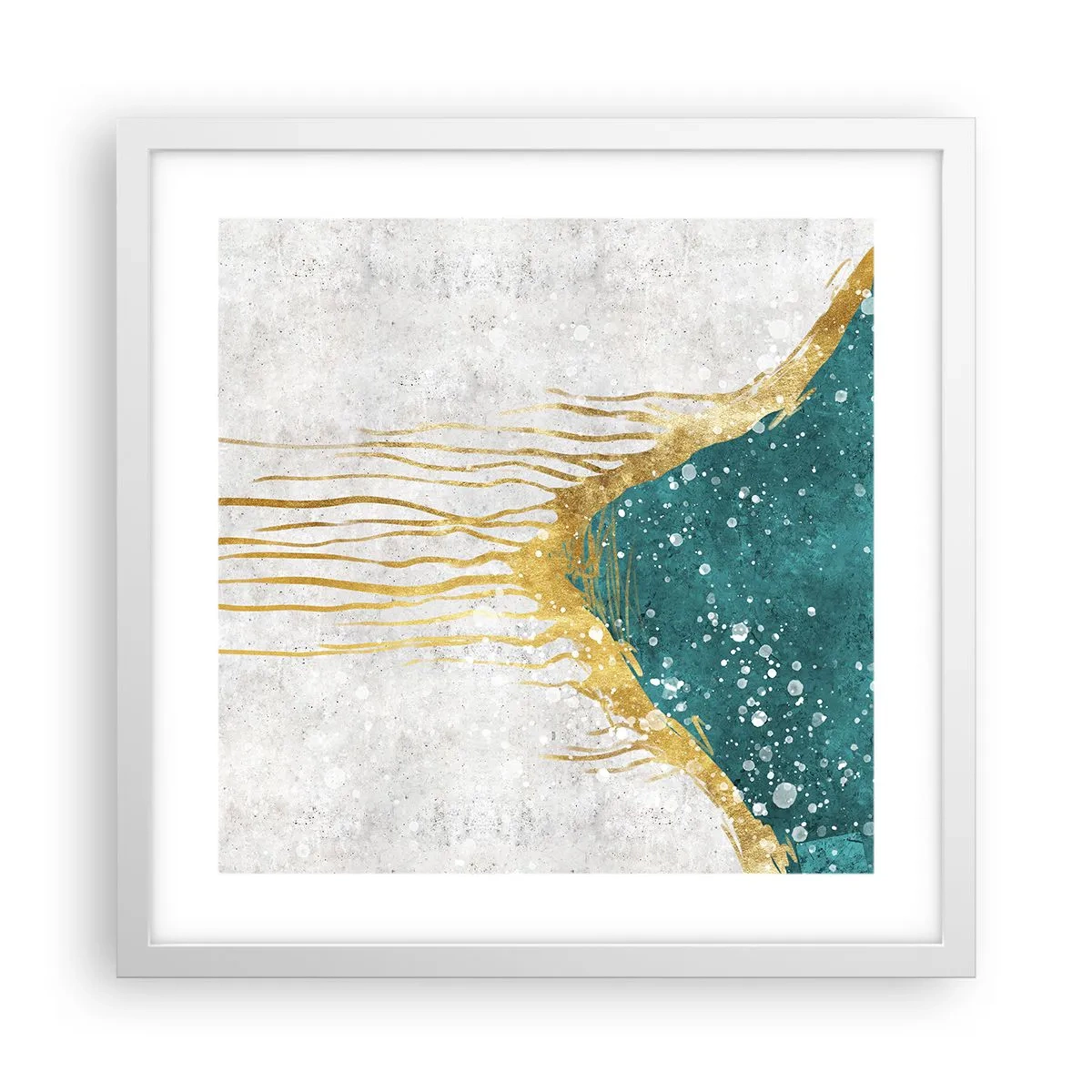 Plakat i hvid ramme - Gyldent tidevand - 40x40 cm