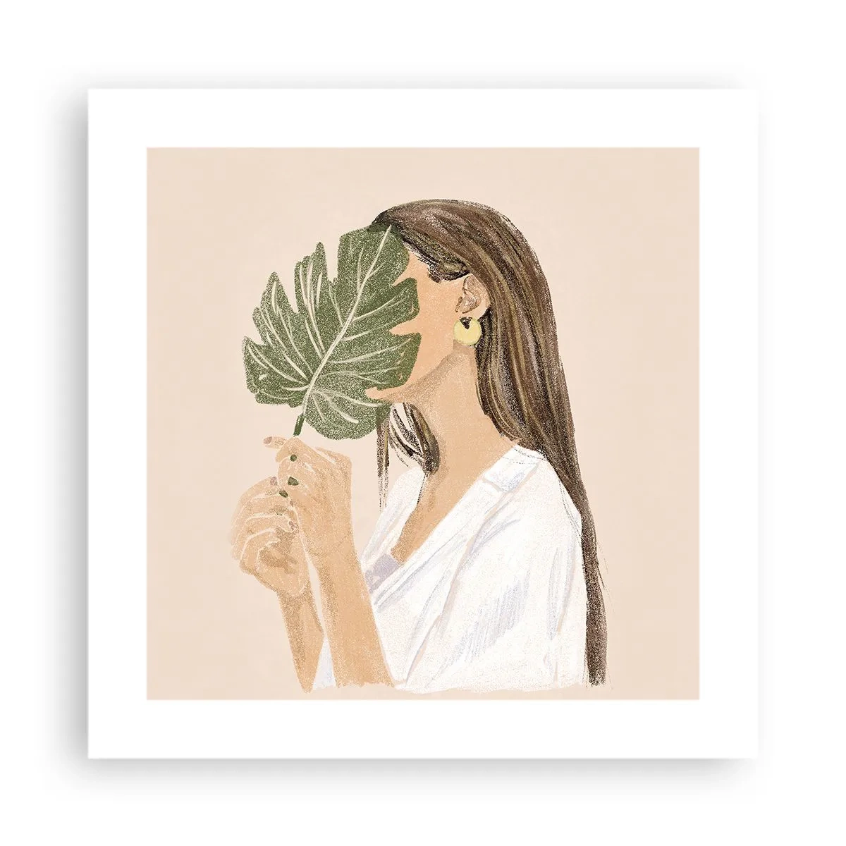 Plakat - Mystisk portræt med en vifte - 40x40 cm