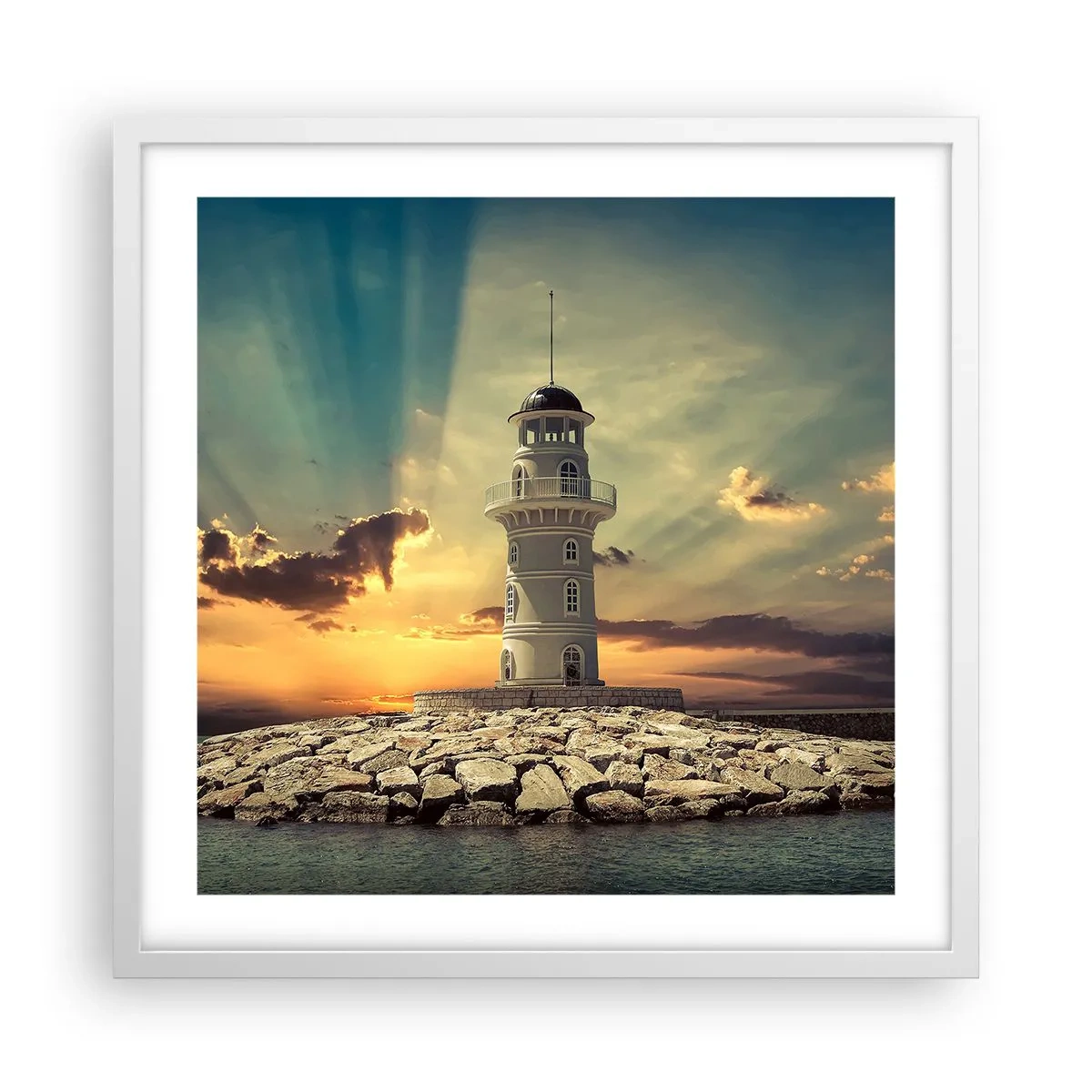 Plakat i hvid ramme - Lys - Godhed - Skønhed - 50x50 cm