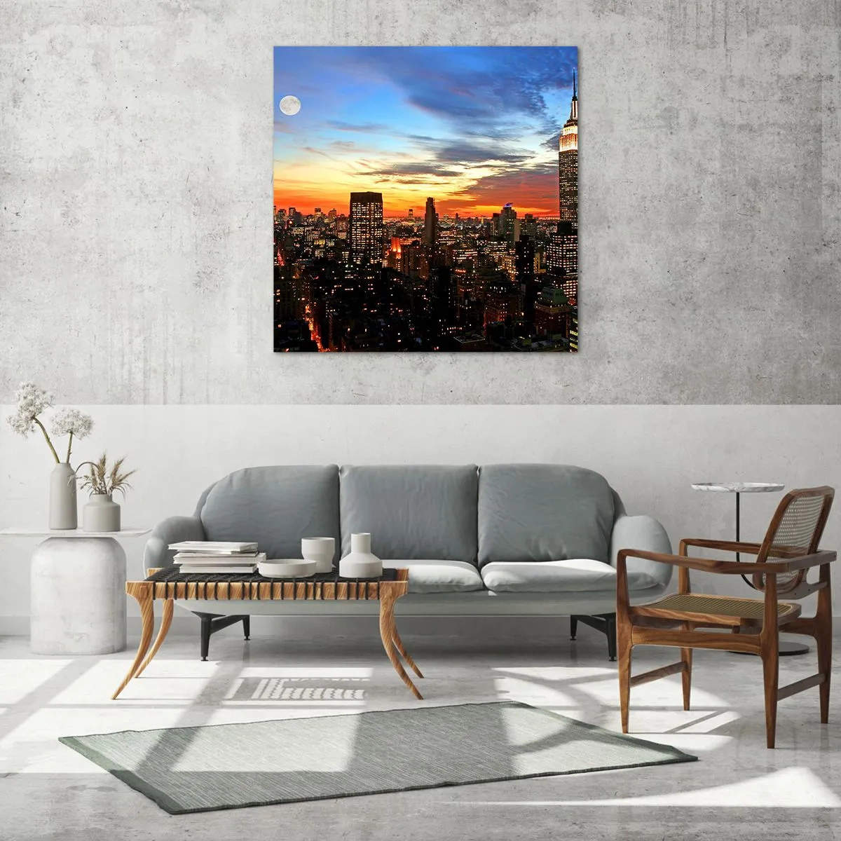 Billede på glas - En lysende amerikansk nat - 60x60 cm