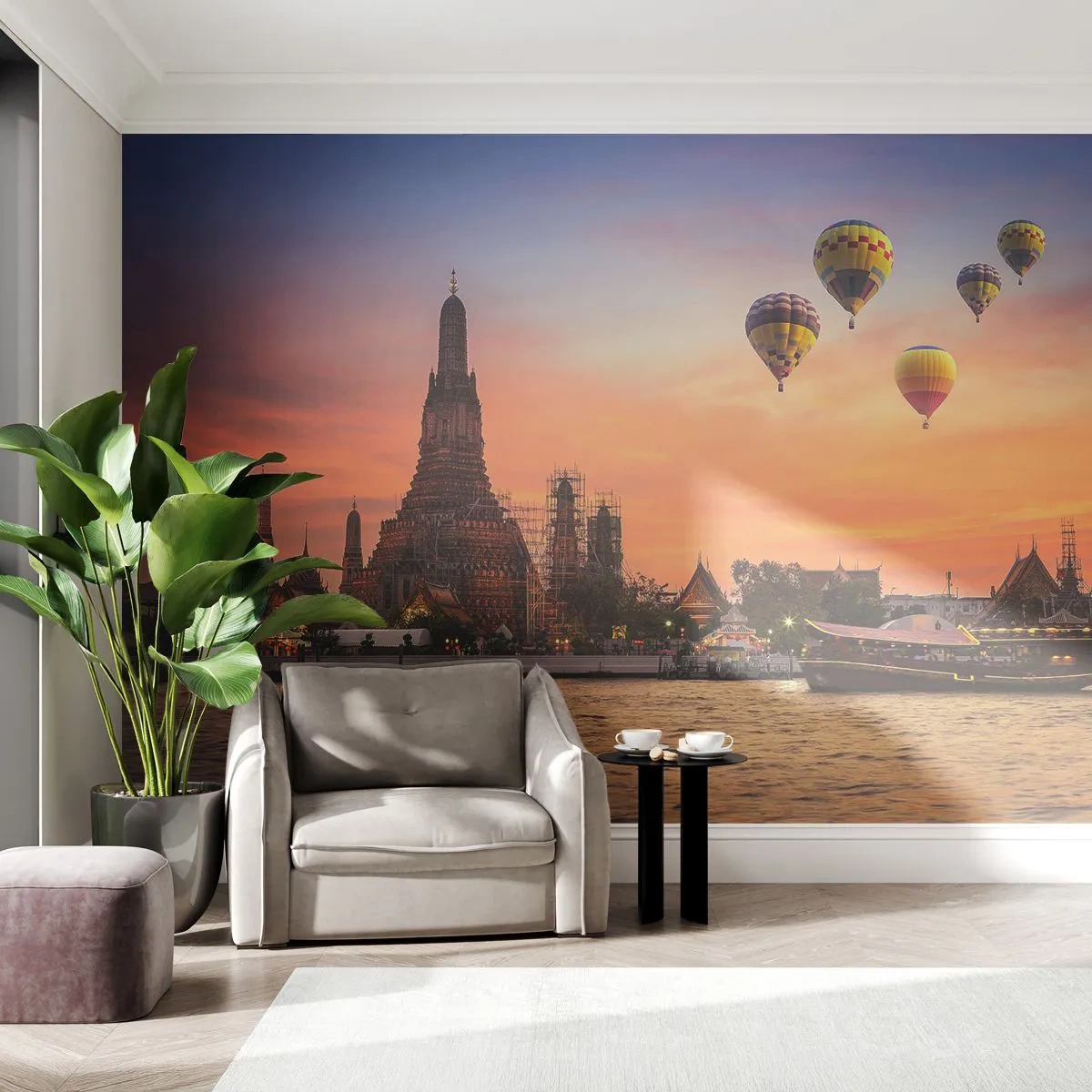 Fototapet Premium Sand - Det er her, eventyrene bliver født - Bangkok, Daggryets tempel, Thailand - 100x70 cm