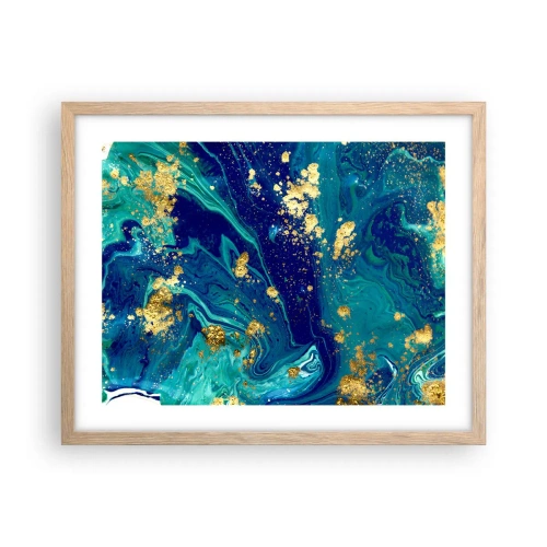 Plakat i ramme af lyst egetræ - Solblade - 50x40 cm