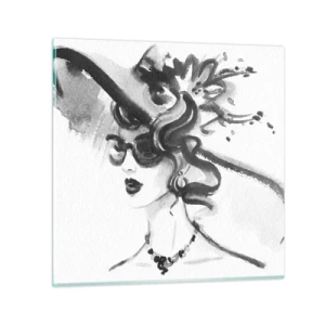 Billede på glas - Dame med karakter - 30x30 cm