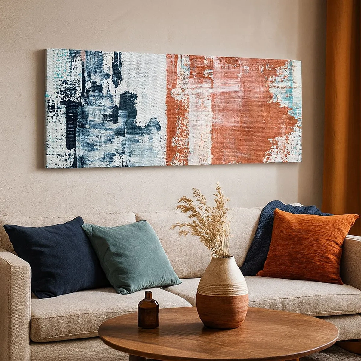 Lærredstryk - Billede på lærred - Abstrakt halvt og halvt - 100x40 cm