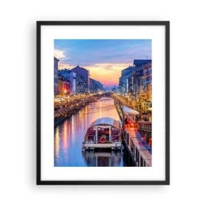 Plakat i sort ramme - En aften med lys og sjov - 40x50 cm