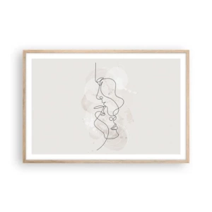Plakat i ramme af lyst egetræ - Omfavnet i en omfavnelse - 91x61 cm