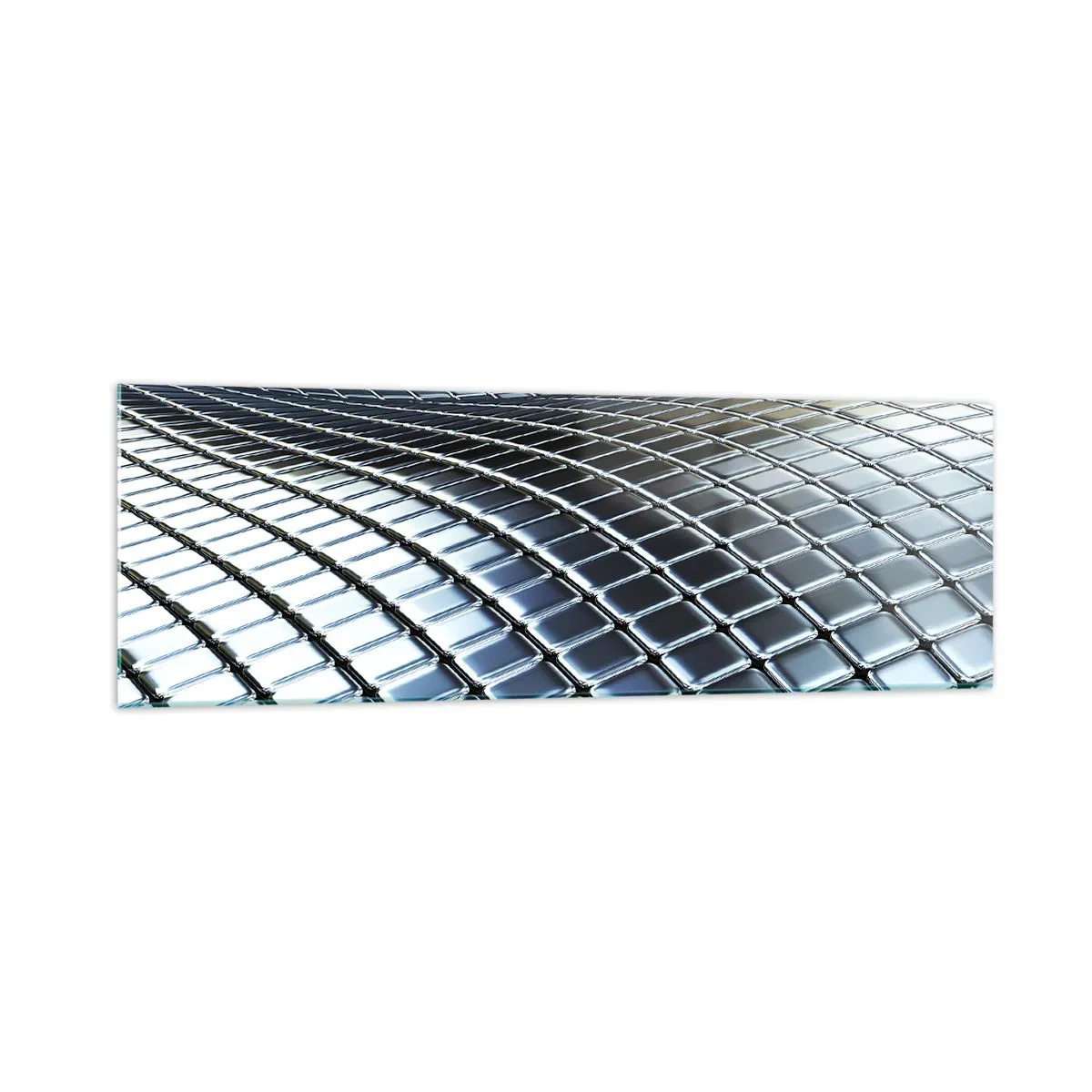 Billede på glas - Bølge i metallisk sølv - 160x50 cm
