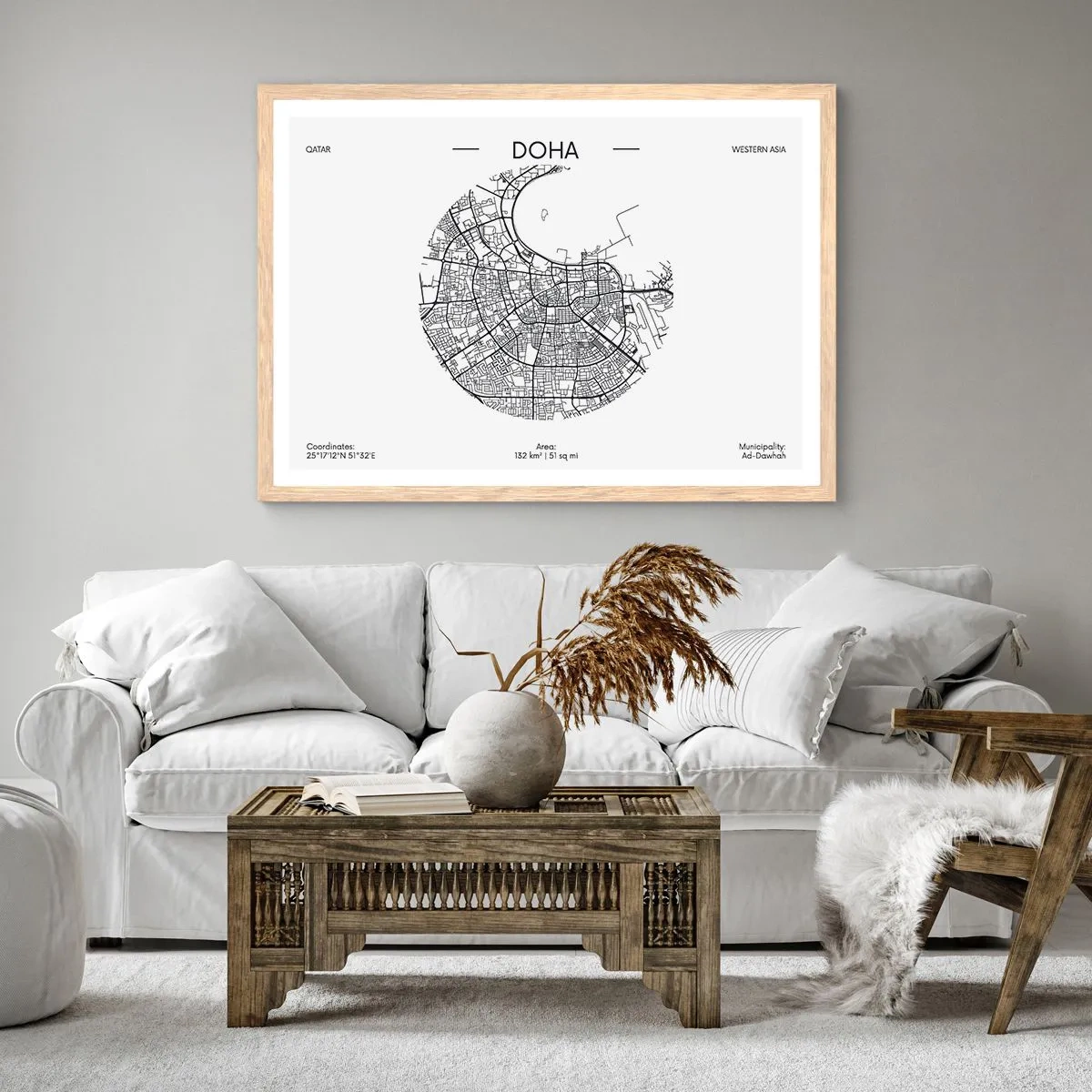Plakat i ramme af lyst egetræ - Dohas anatomi - 100x70 cm