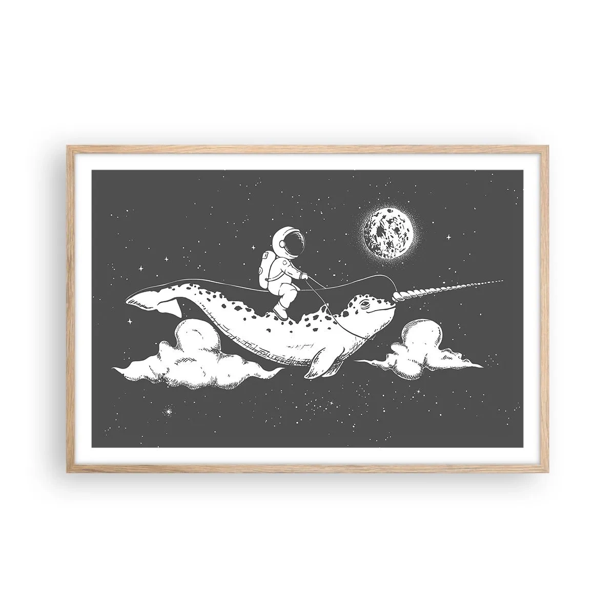 Plakat i ramme af lyst egetræ - Rumrytter - 91x61 cm