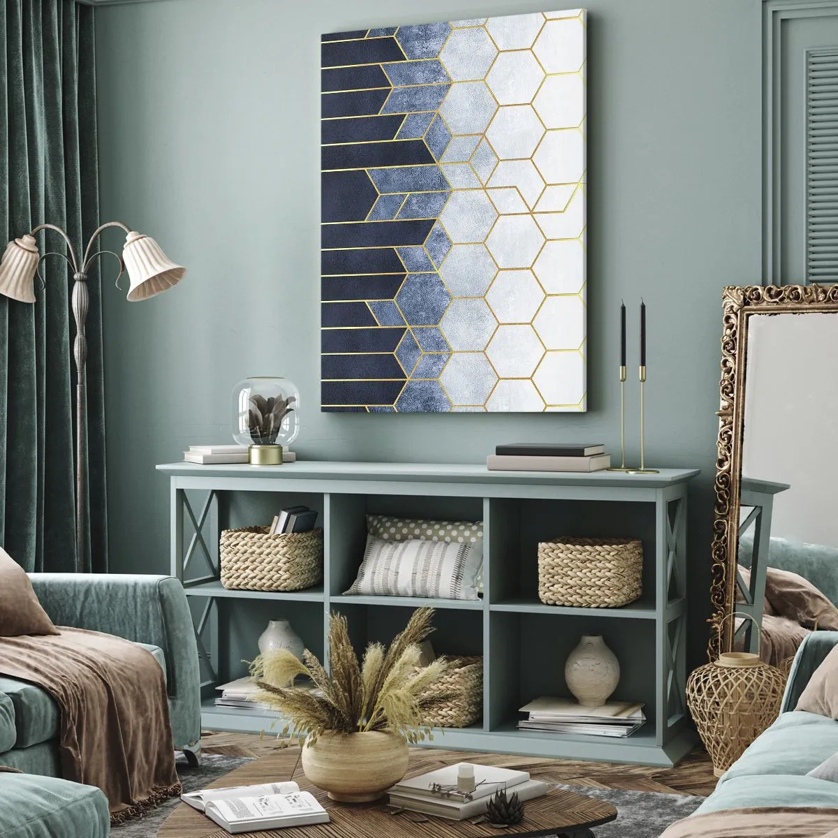 Lærredstryk - Billede på lærred - Komposition i synkoperet rytme - 45x80 cm